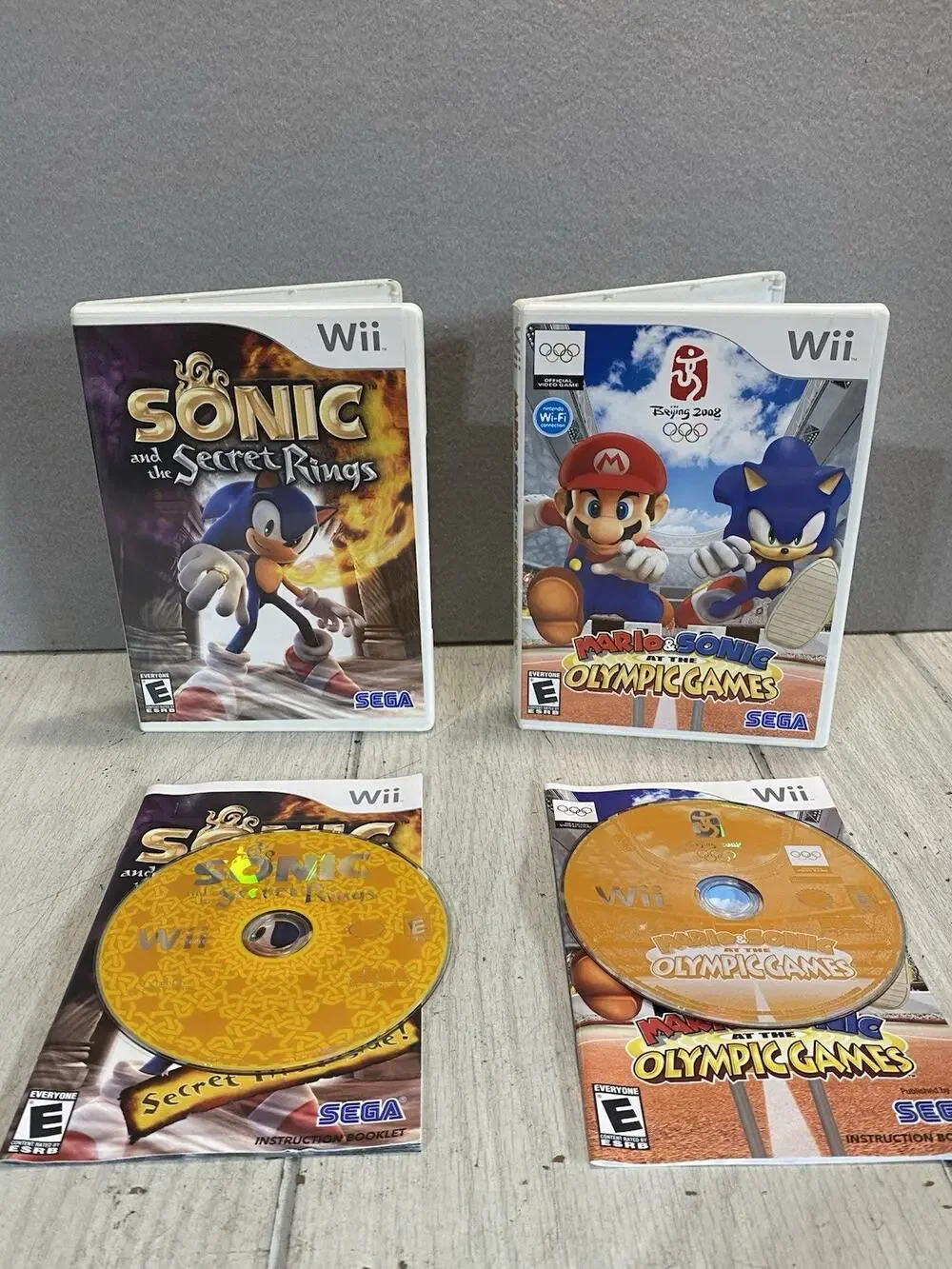 Nintendo Wii 2-Game Lot - Sonic Mario Olympic Games & Sonic and the Secret Rings